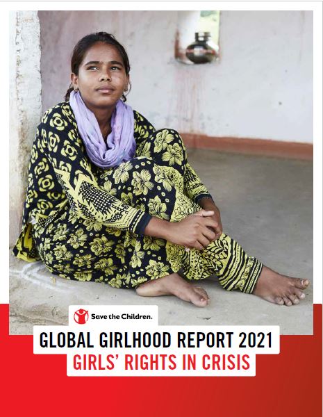 copertina del global girlhood report con una donna sullo sfondo