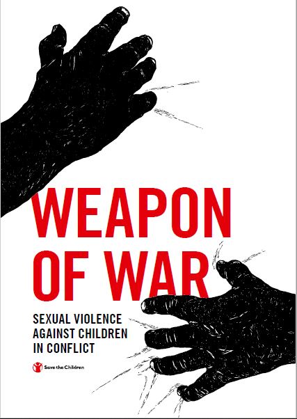 copertina del report arma di guerra sfondo bianco con disegnate delle mani nere con il titolo in rosso