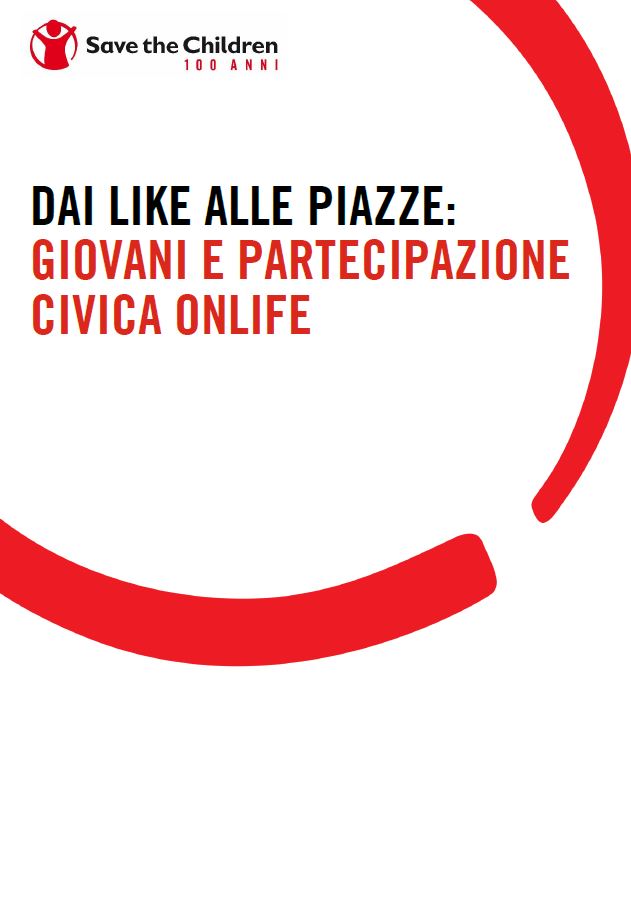 Copertina della ricerca "Dai like alle piazze. Giovani e partecipazione civica onlife".
