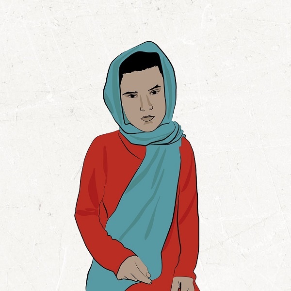 Disegno anonimo di bambina afghana. Non possiamo mostrare i volti dei minori.