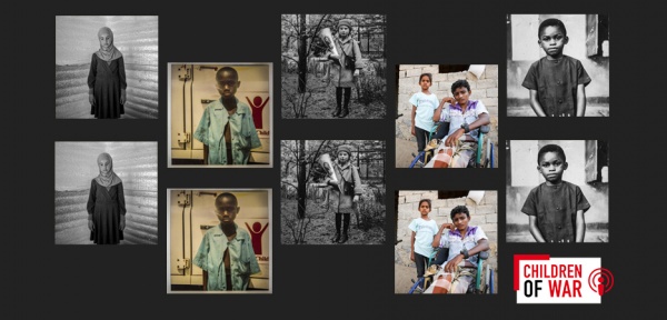 collage di foto di bambini su sfondo nero