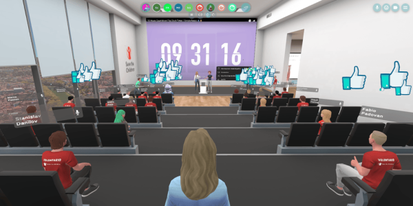 Uno screenshot della partecipazione al meeting nel metaverso