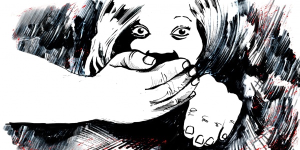 graphic novel in bianco e nero che rappresenta una ragazza in primo piano con una mano davanti alla bocca