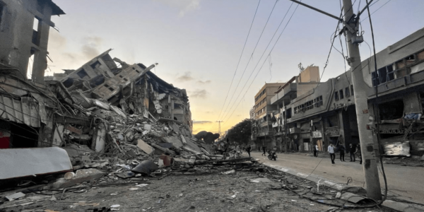 edificio distrutto a Gaza nel maggio 2021